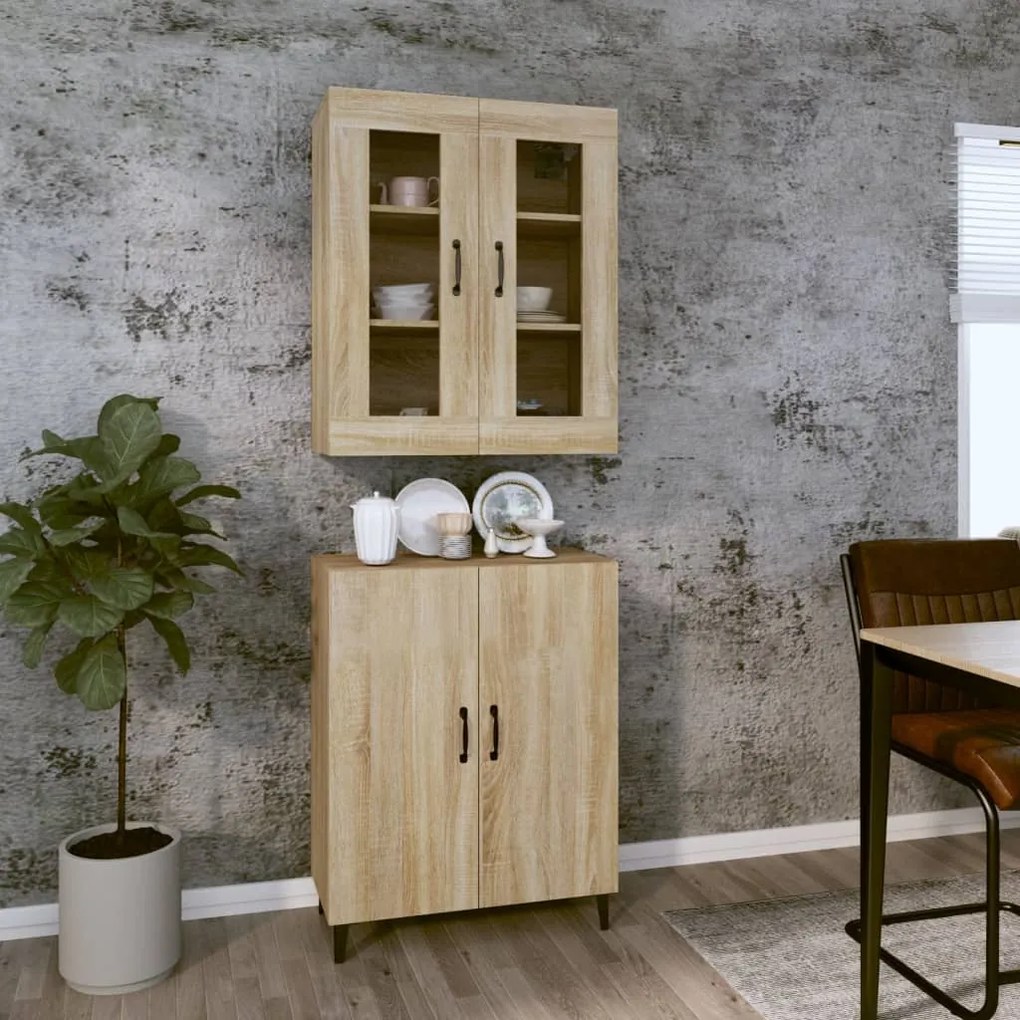 vidaXL Ντουλάπι Sonoma δρυς 69,5 x 34 x 180 εκ. από Επεξεργασμένο Ξύλο
