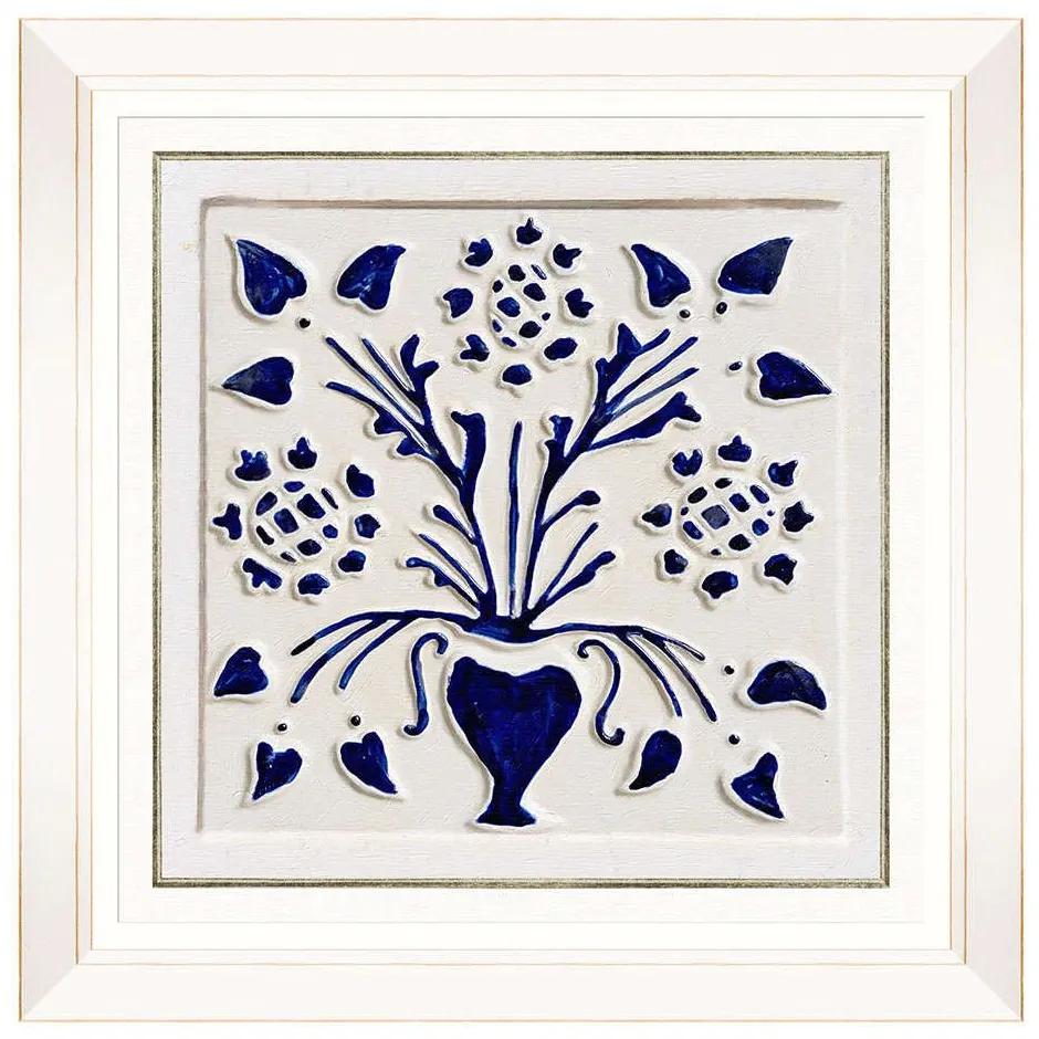 Κάδρο Folk Tiles V FA13252 50x50cm Blue MindTheGap Τετράγωνοι Ξύλο