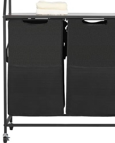 VEVOR 2 Tiers Laundry Sorter Tall Laundry Hamper with Wheels and Hooks 2 Section