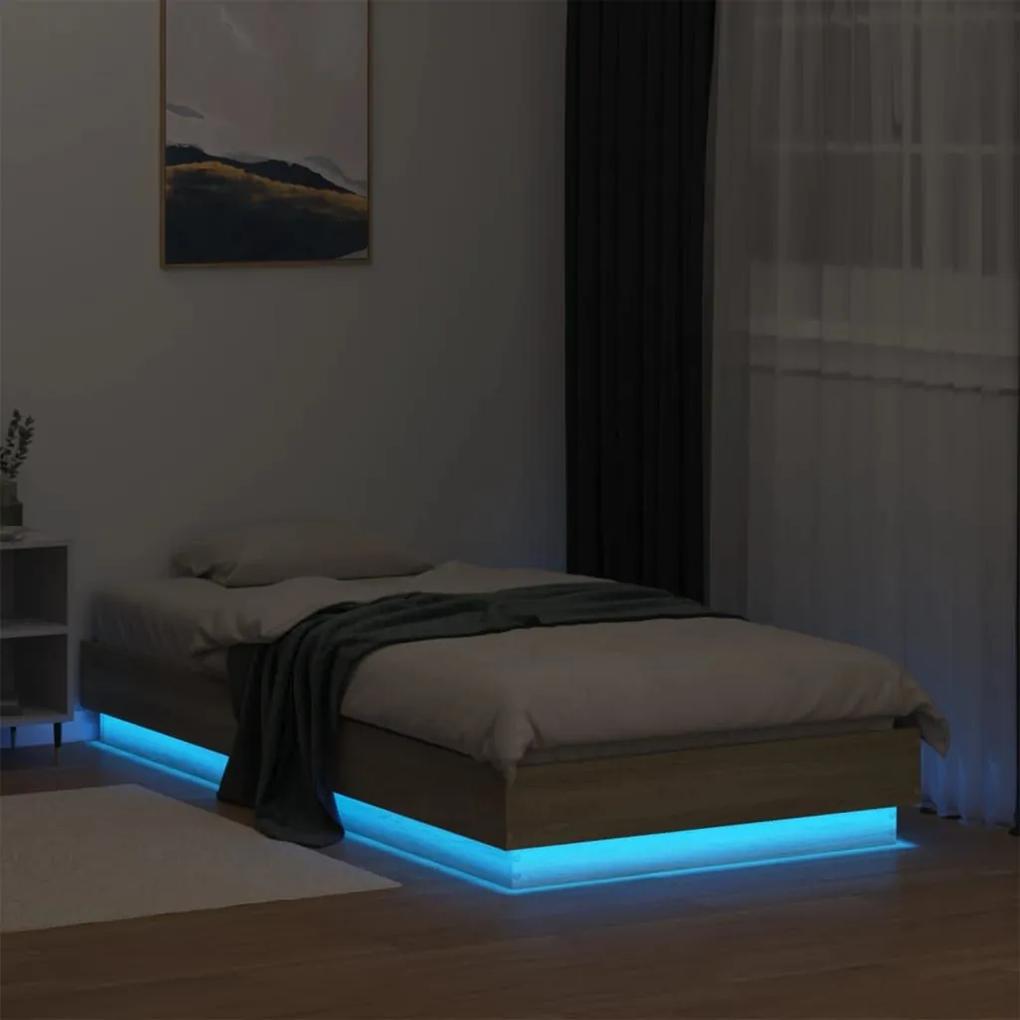 Πλαίσιο Κρεβατιού με λυχνίες LED Sonoma Δρυς 90x190 εκ. - Καφέ