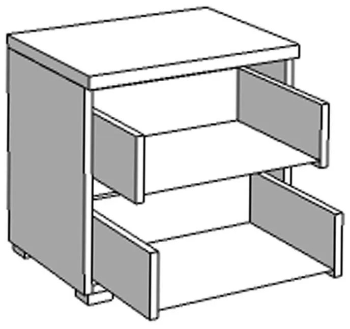 Κομοδίνο Dado NO2F Γκρί Δρύς 44,5x33,5x43 εκ. 44.5x33.5x43 εκ.