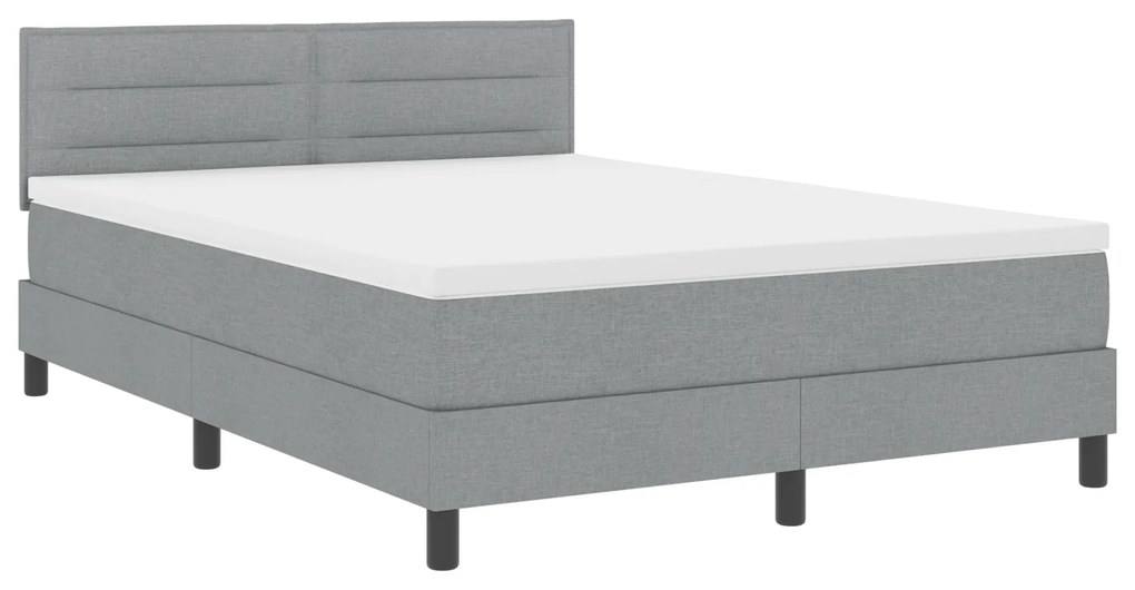 vidaXL κρεβάτι box spring  με στρώμα & LED φως γκρι 160x200 εκ. ύφασμα
