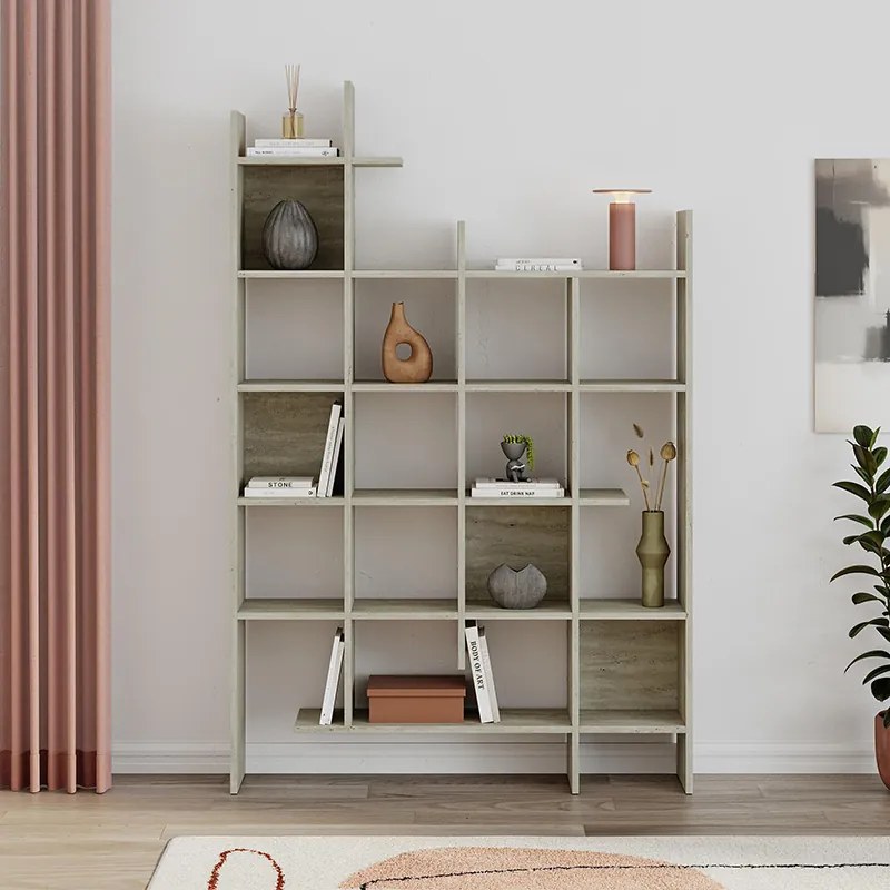 Βιβλιοθήκη Manco Megapap χρώμα travertine 122x25,5x188εκ.