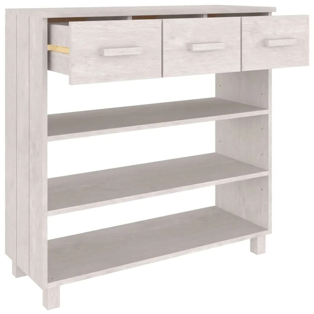 vidaXL Τραπέζι Κονσόλα HAMAR Λευκό 90x35x90 εκ. Μασίφ Ξύλο Πεύκου