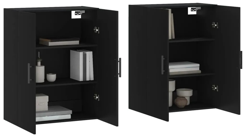 vidaXL Ντουλάπια Τοίχου 2 τεμ. Μαύρα 69,5 x 34 x 90 εκ.