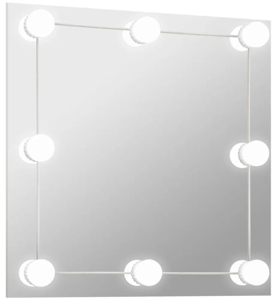 Καθρέφτης Τοίχου Τετράγωνος με Φωτισμό LED Γυάλινος - Ασήμι