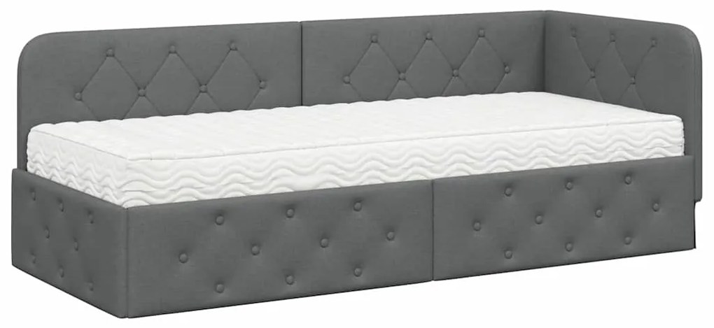vidaXL Κρεβάτι Γωνίας με στρώμα Σκούρο Γκρι 80 x 200 cm ύφασμα