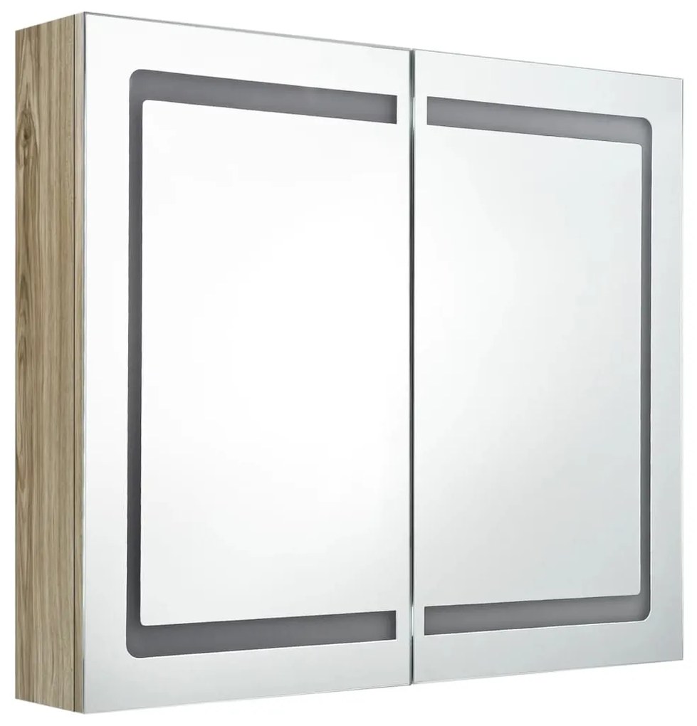 vidaXL Καθρέφτης Μπάνιου με Ντουλάπι & LED Δρυς 80 x 12 x 68 εκ.