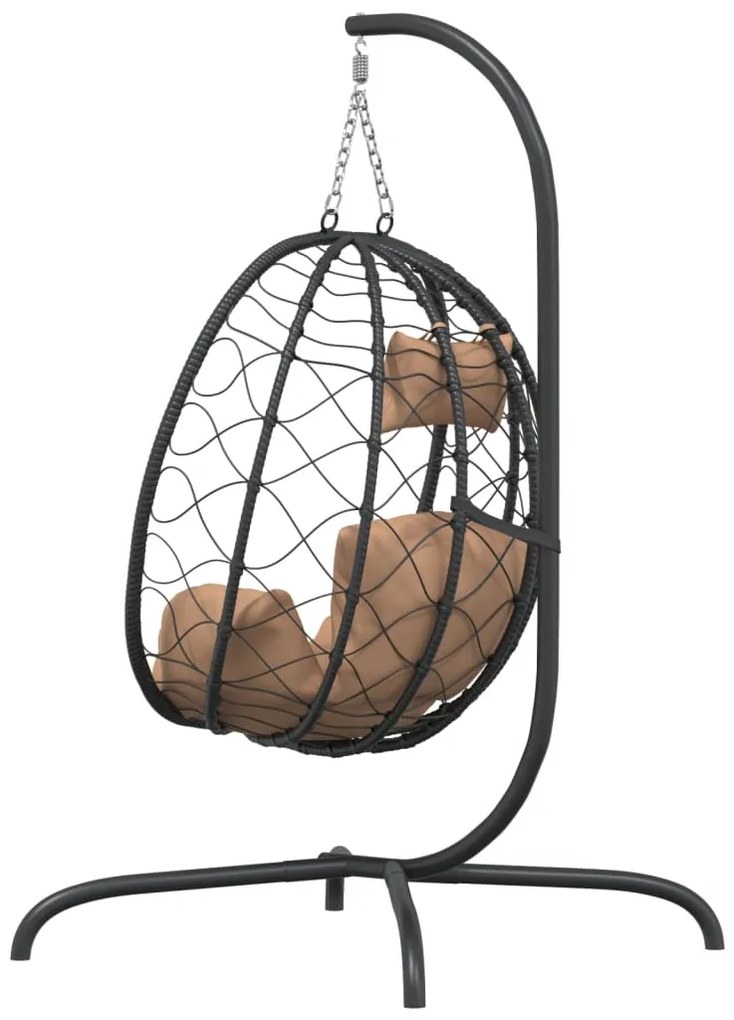 vidaXL Πολυθρόνα Egg Κρεμαστή Taupe Συνθετικό Ρατάν/Ατσάλι με Μαξιλάρι