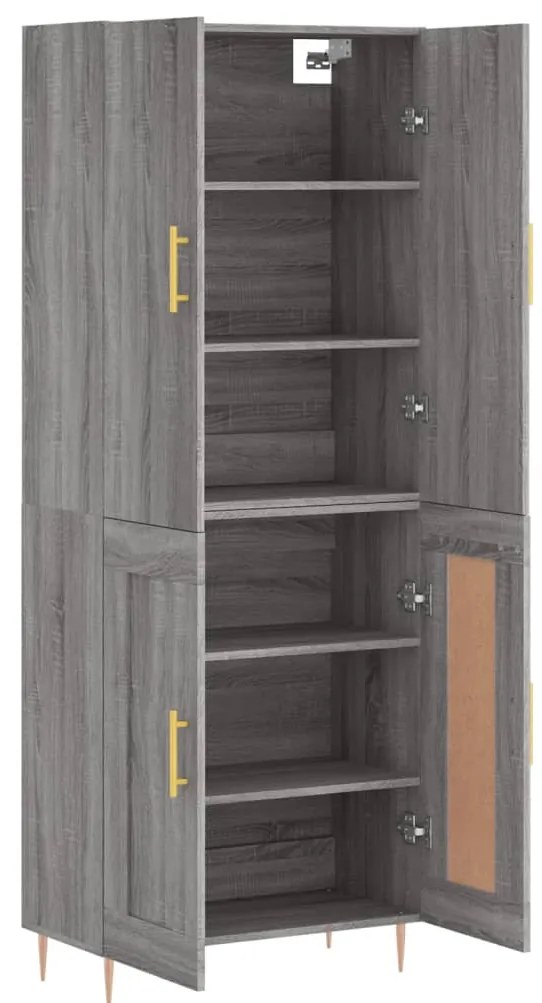 vidaXL Ντουλάπι Γκρι Sonoma 69,5 x 34 x 180 εκ. Επεξεργασμένο Ξύλο