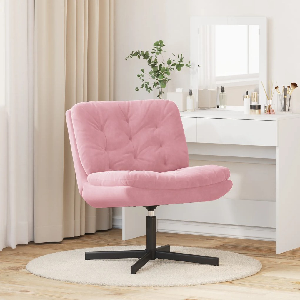 vidaXL Γυριστή Χαλαρωτική Καρέκλα Ροζ 63 x 75 x 76 εκ Βελούδο