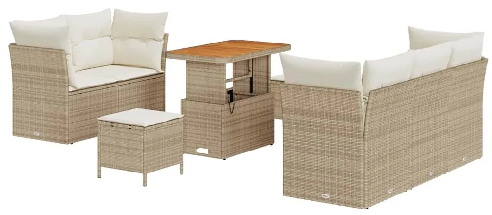 vidaXL Σετ Καναπέ Κήπου Ρυθμιζόμενο ύψος 8 pcs Μπεζ συνθετικό ρατάν