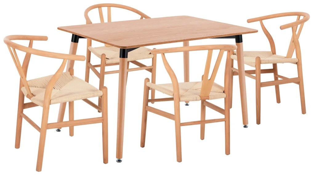 ΣΕΤ ΤΡΑΠΕΖΑΡΙΑΣ 5ΤΜΧ BRAVE HM21182 MDF TOP-ΞΥΛΟ ΟΞΙΑΣ &amp; PAPER ROPE ΣΕ ΦΥΣΙΚΟ