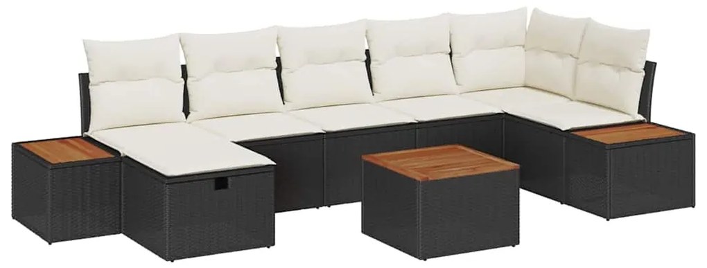 vidaXL Σετ Καναπέ Κήπου με μαξιλάρι 8 pcs Μαύρο Πολυ ράταν