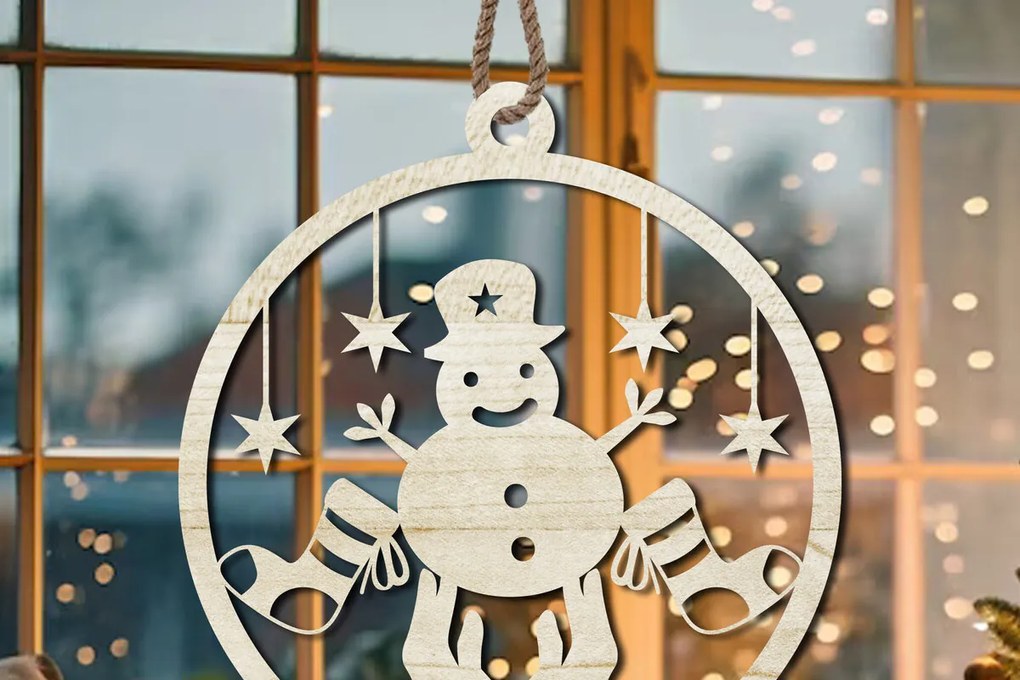 Σετ των 3 Intra απο ξύλο plywood 3mm-4mm πάχος Χριστουγεννιάτικο Στολίδι Δίασταση 8x8 cm INTRAFABR-108652950