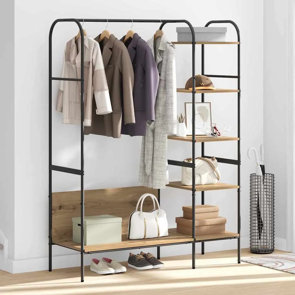 vidaXL Ράφι Ρούχων με ράφι Μπεζ 120 x 44 x 160 εκ Επεξεργασμένο ξύλο