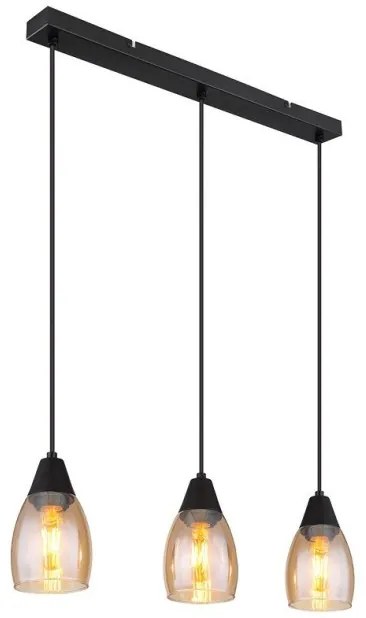 Κρεμαστό Φωτιστικό Οροφής 3xE27 Reid Globo Lighting-15705-3H-Κεχριμπάρι 15705-3H