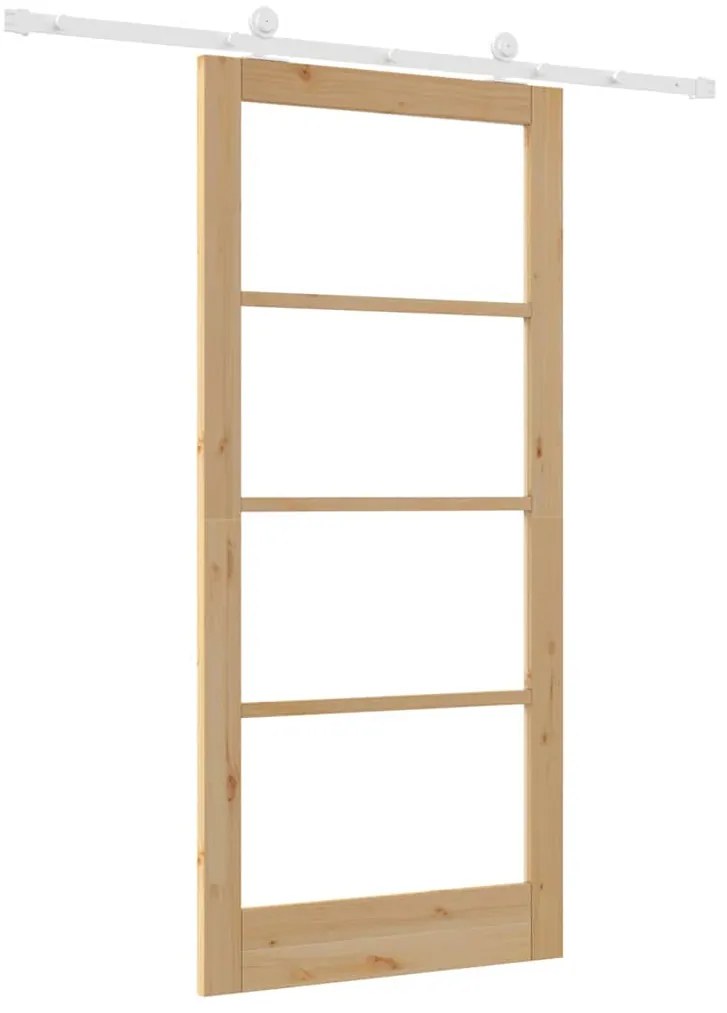 vidaXL Συρόμενη Πόρτα ORKDAL Καφέ 93 x 202 cm Ξύλο και μέταλλο
