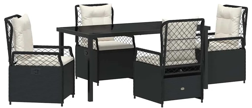 vidaXL Σέτ φαγητού για κήπο 5 pcs Μαύρο συνθετικό ρατάν
