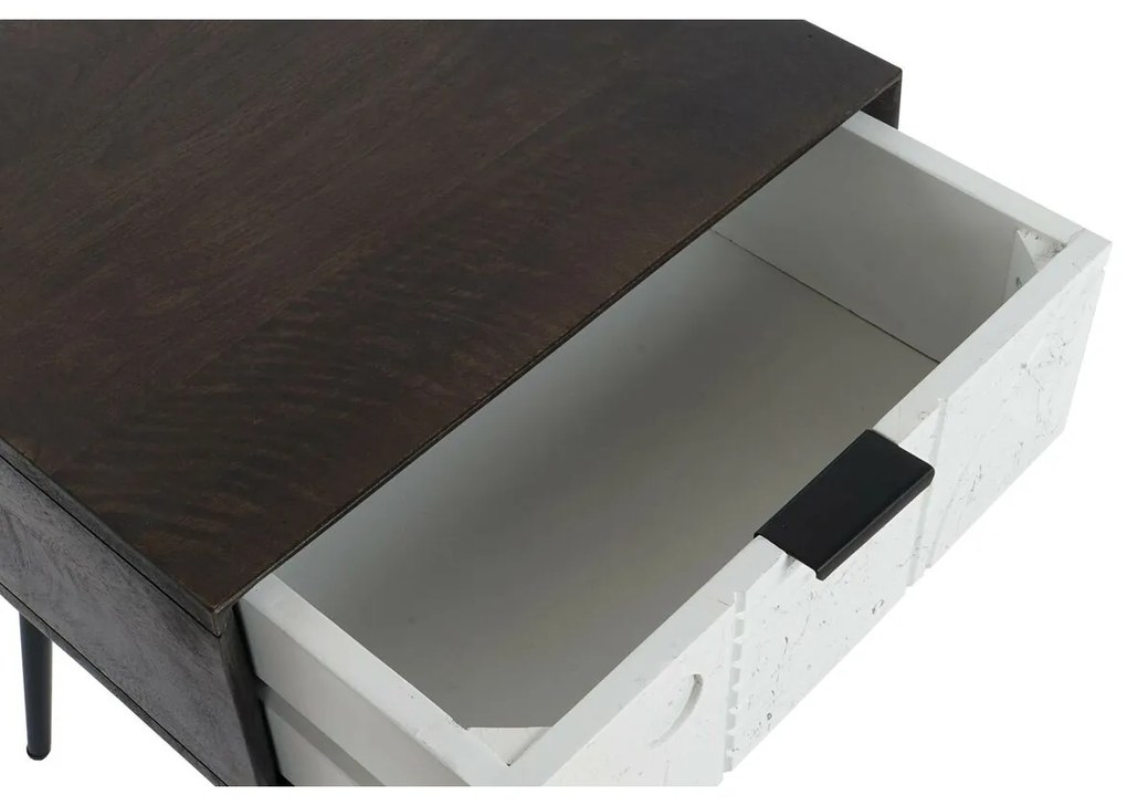 Κομοδίνο DKD Home Decor 45 x 38 x 50 cm Μαύρο Μέταλλο Λευκό Ξύλο από Μάνγκο Wengue