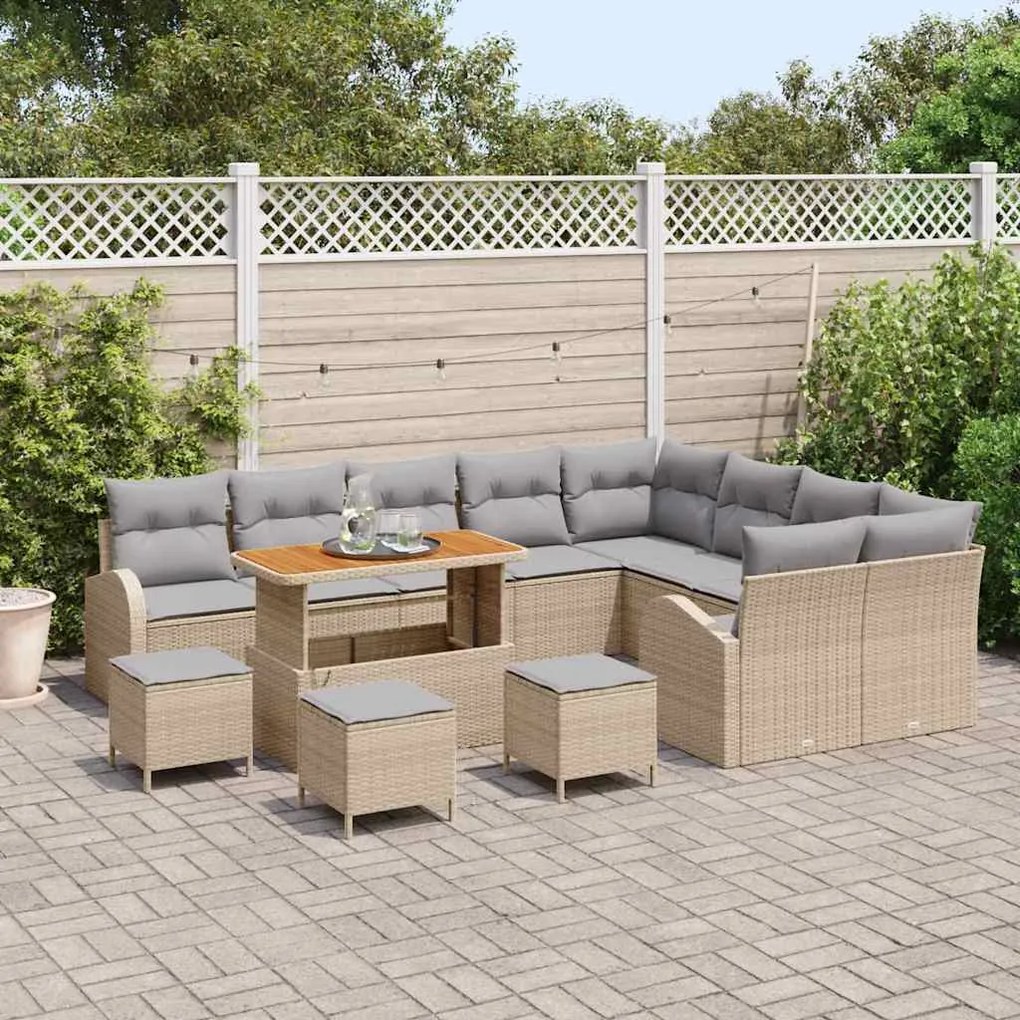 vidaXL Σετ Καναπέ Κήπου 13 pcs Μπεζ, Ανοιχτό Γκρι 110 x 55 x 71 εκ