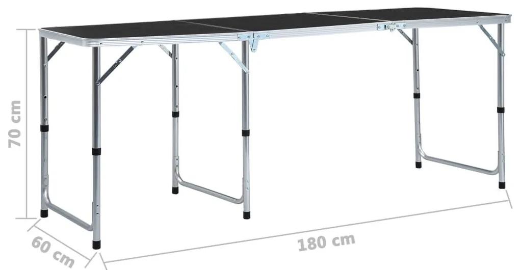 Τραπέζι Κάμπινγκ Πτυσσόμενο Γκρι 180 x 60 εκ. Αλουμινίου - Γκρι