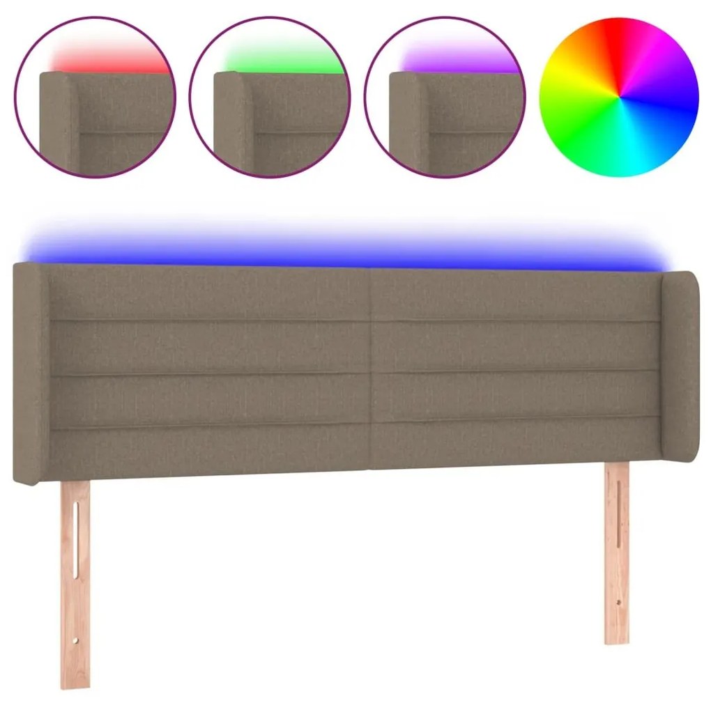 Κεφαλάρι Κρεβατιού LED Taupe 147x16x78/88 εκ. Υφασμάτινο - Μπεζ-Γκρι