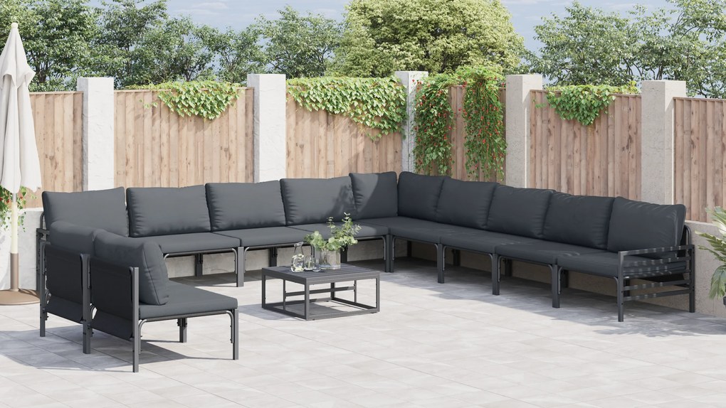 vidaXL Σετ Καναπέ Κήπου 12 pcs Ανθρακί Ατσάλι