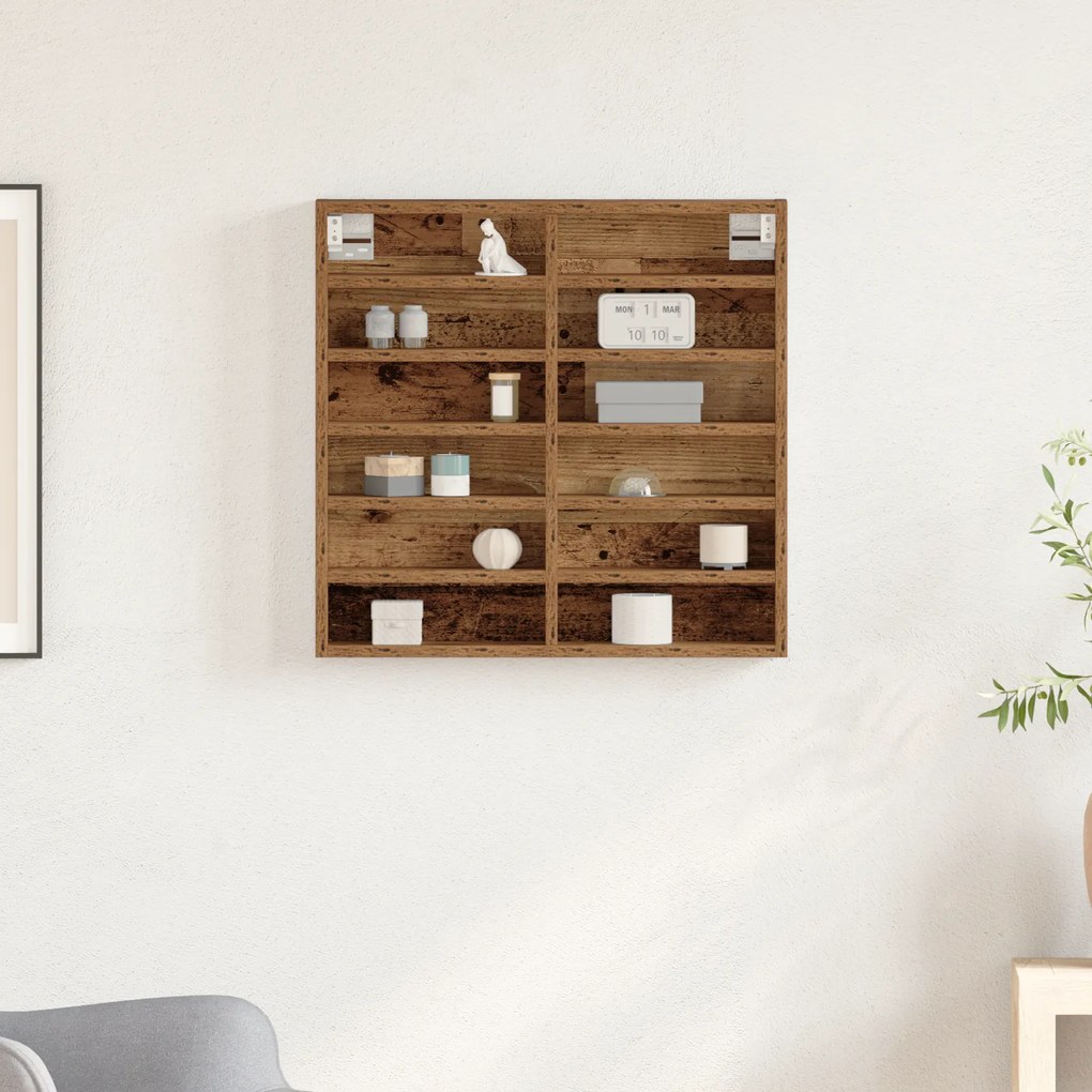 vidaXL Βιτρίνα με ράφι Παλιό Ξύλο 60 x 8.5 x 58 εκ Επεξεργασμένο ξύλο