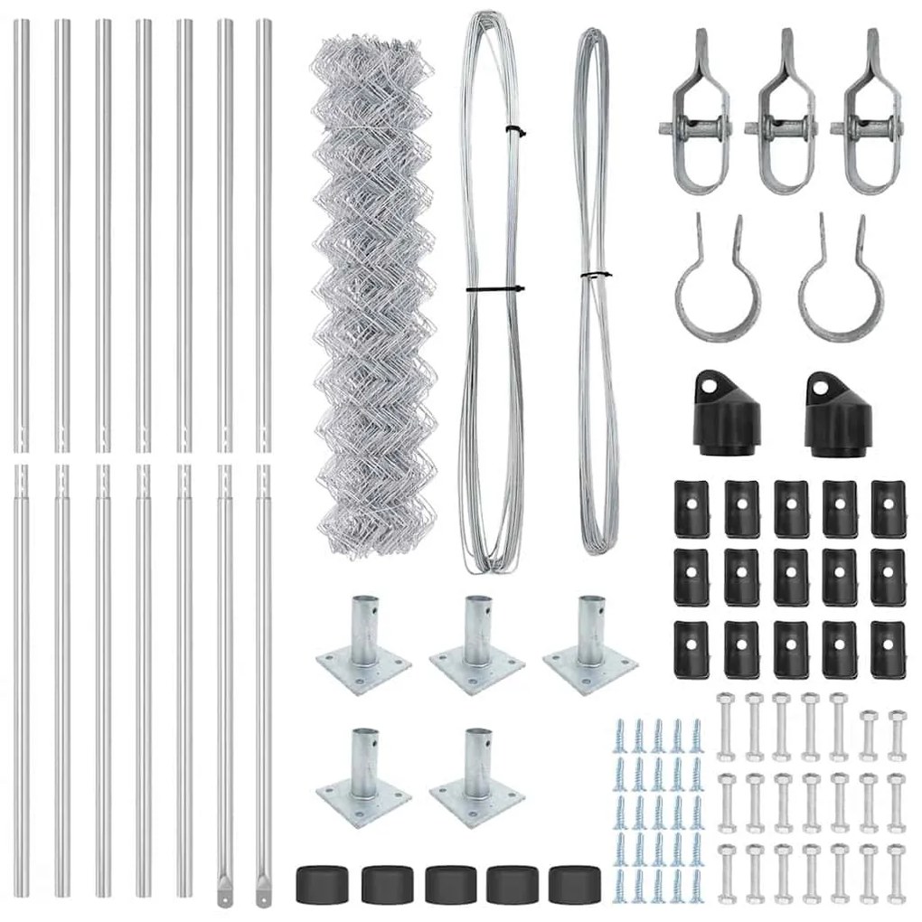 vidaXL Φράχτης από αλυσίδα με στήλες Ασημί 1.2 x 10 m Ατσάλι
