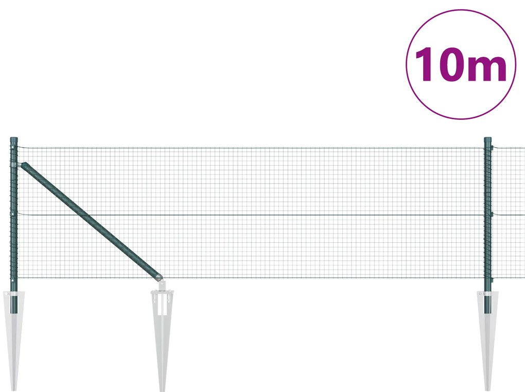 vidaXL Φράχτης με 7 Ση spike Πράσινο 0.4x10 μ Ατσάλι