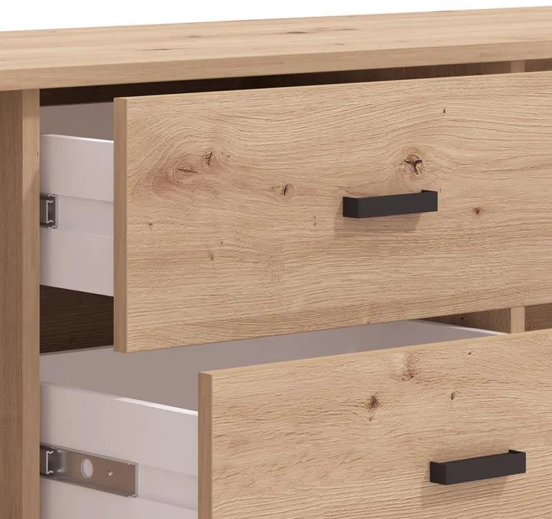 Έπιπλο Τηλεόρασης Laval 157 3K2F2V Artisan Oak - Μαύρο 157x40x52 εκ. 157x40x52 εκ.