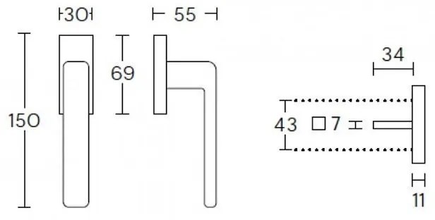 Λαβή Κουφωμάτων Σειρά 1605 CW  ΧΡΩΜΙΟ ΜΑΤ
