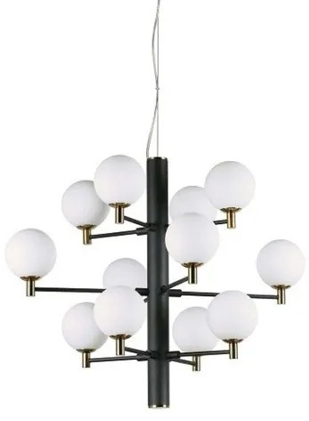 Κρεμαστό φωτιστικό οροφής 12φωτο Copernico λευκό ή μαύρο με ορείχαλκο Ideal Lux-197319-Μαύρο 197319