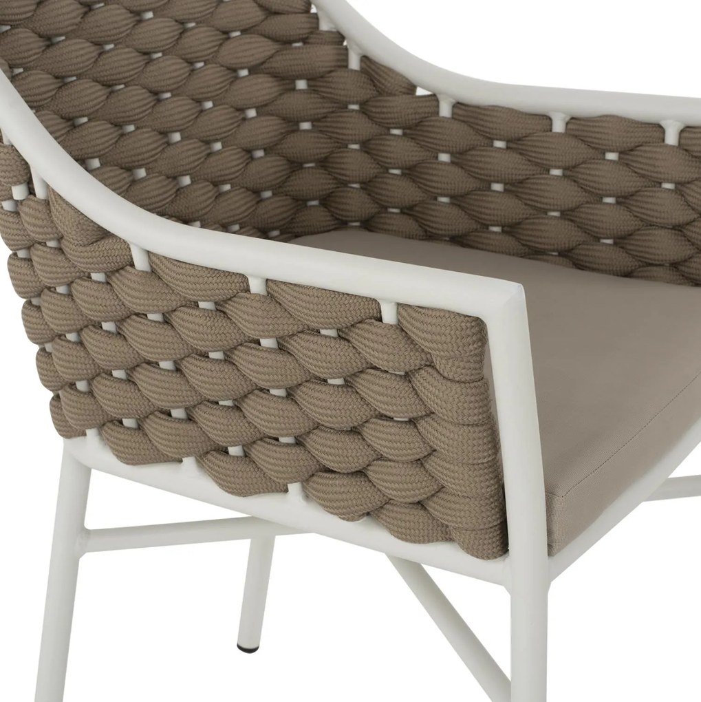 Καρέκλα - Πολυθρόνα C5858.02 Λευκή με Σχοινί Μπέζ 56x58x76Yεκ. 56x58x76 εκ.