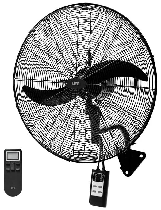 Life WindPro50 Επαγγελματικός Ανεμιστήρας Τοίχου 160W Διαμέτρου 50cm με Τηλεχειριστήριο, Μαύρος