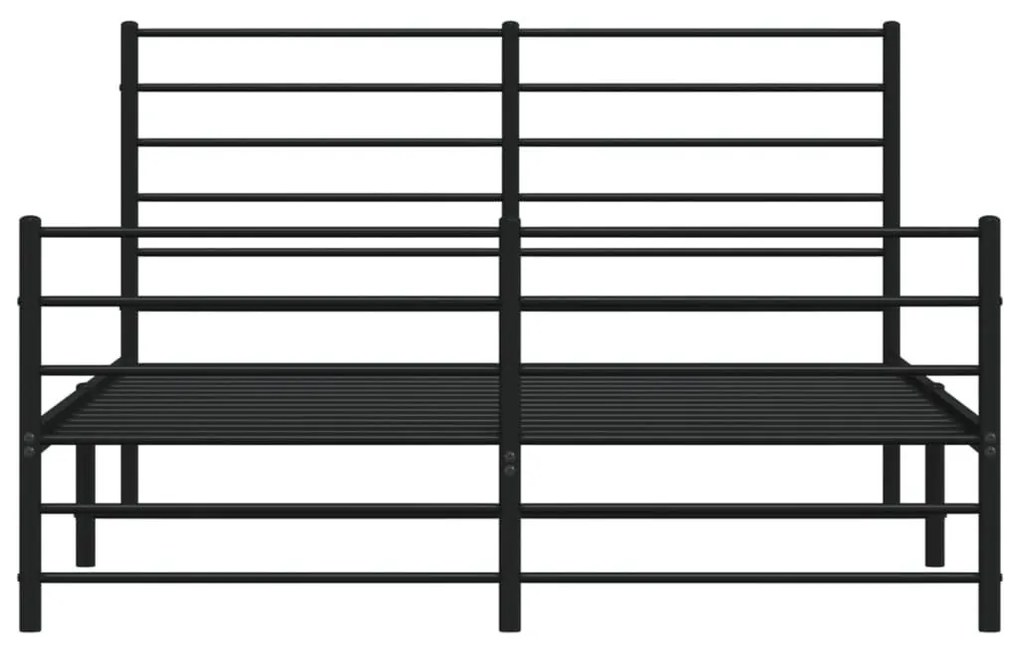 Πλαίσιο Κρεβατιού με Κεφαλάρι&amp;Ποδαρικό Μαύρο 140x190εκ. Μέταλλο - Μαύρο