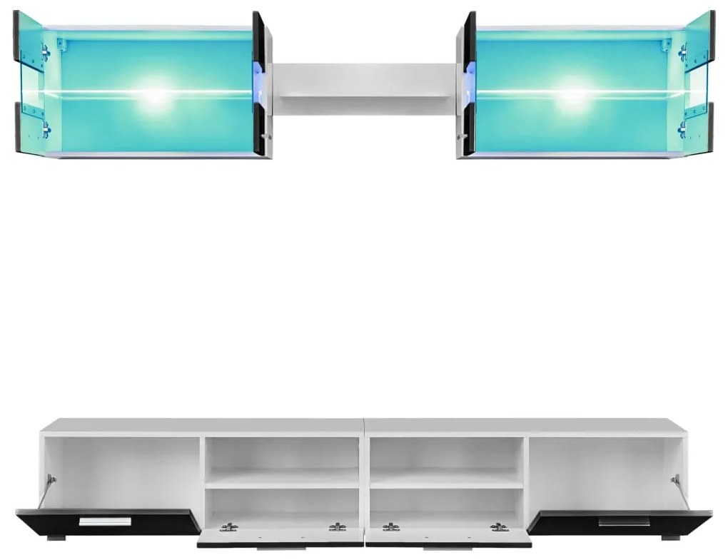 vidaXL Σύνθετο Τηλεόρασης 5 τεμ. Γυαλιστερό Μαύρο με Φωτισμό LED