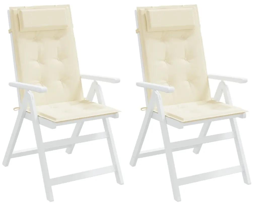 vidaXL Μαξιλάρια Καρέκλας με Πλάτη 2 τεμ. Κρεμ από Ύφασμα Oxford