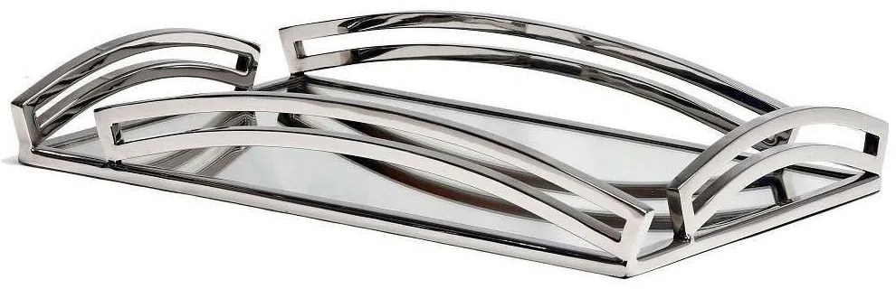 Διακοσμητικός Δίσκος Με Καθρέπτη MR17579 41x26x7cm Silver Espiel Glass