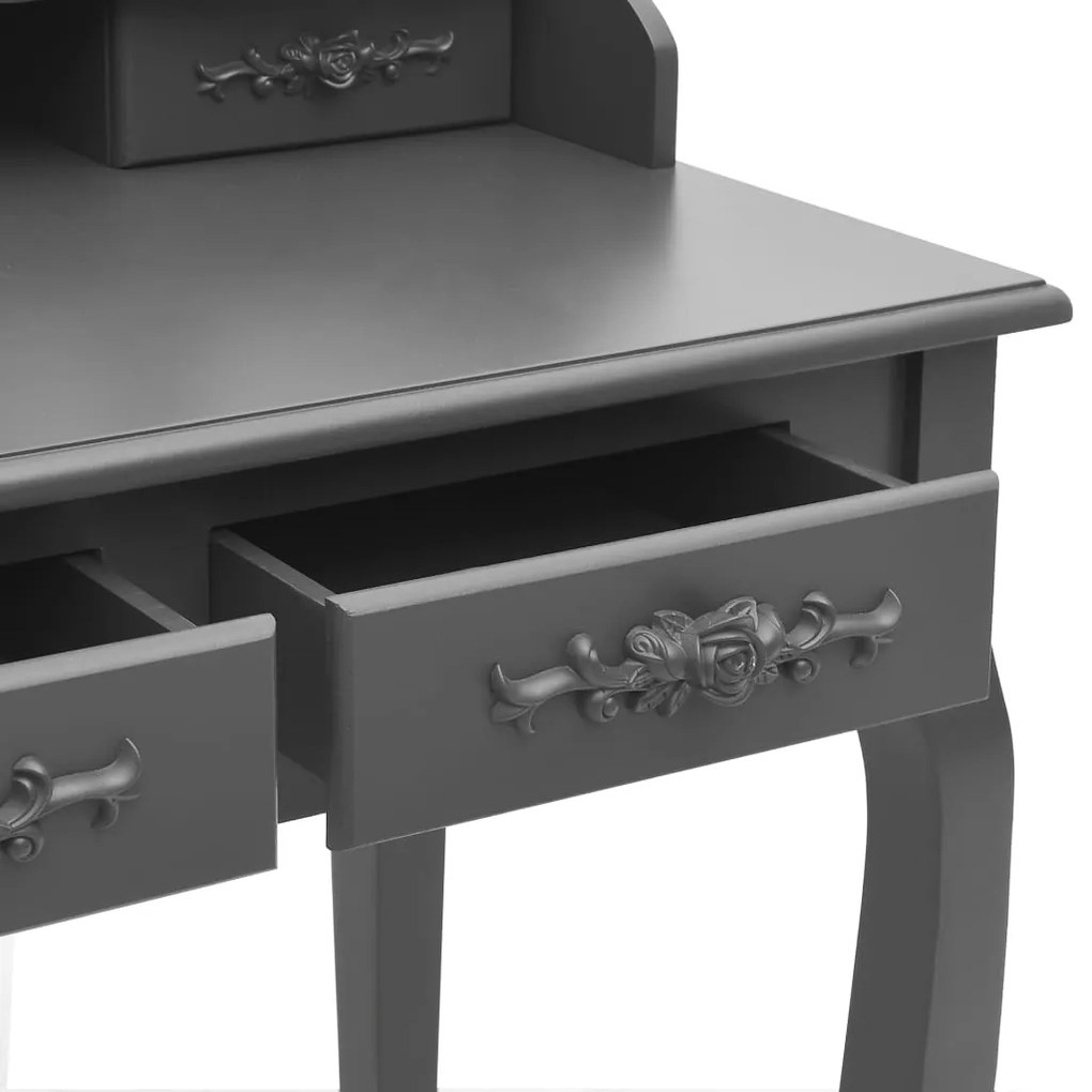 vidaXL Μπουντουάρ με Σκαμπό Γκρι 75 x 69 x 140 εκ. Ξύλο Παυλώνιας