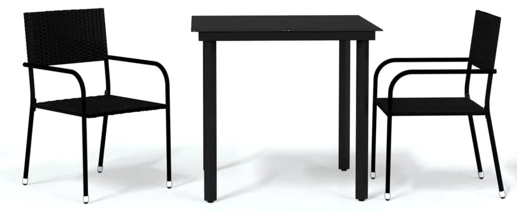 vidaXL Σετ Τραπεζαρίας Κήπου 3 Τεμαχίων Μαύρο