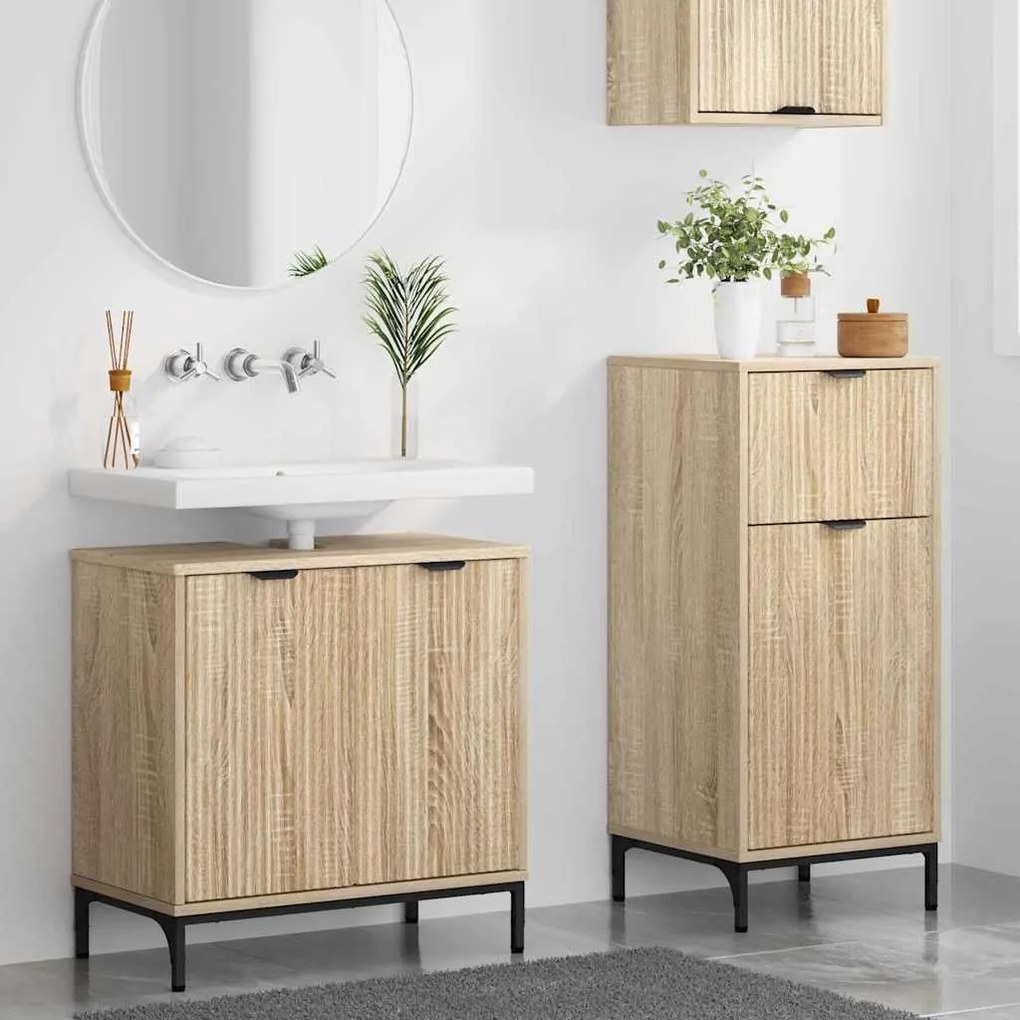 vidaXL Σετ Επίπλων Μπάνιου με ράφι 2 pcs Sonoma Δρυς 39.5 x 36 x 88 εκ