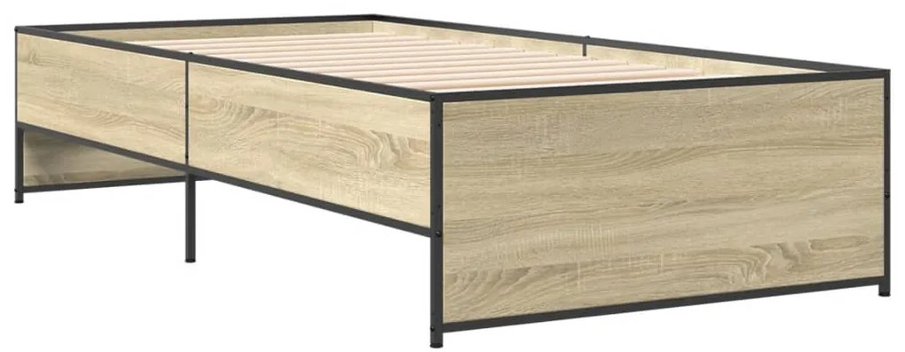 vidaXL Πλαίσιο Κρεβατιού Sonoma Δρυς 100x200 εκ. Επεξ. Ξύλο &amp; Μέταλλο