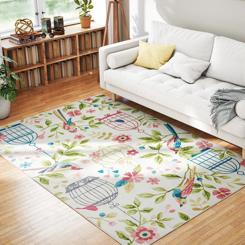 HOMCOM Χαλί, Πολυλειτουργικό, Πολυεστέρας, Εύκολη Φροντίδα, Αντιολισθητικό, Πολύχρωμο