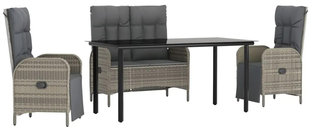 vidaXL Σετ Τραπεζαρίας Κήπου 4 τεμ. Γκρι Συνθετικό Ρατάν με Μαξιλάρια