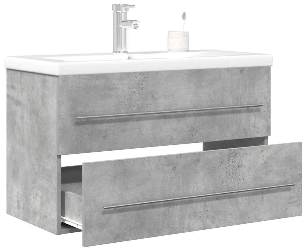 Σετ Επίπλων Μπάνιου 2 Τεμαχίων Γκρι Σκυροδέματος από Επεξ. Ξύλο