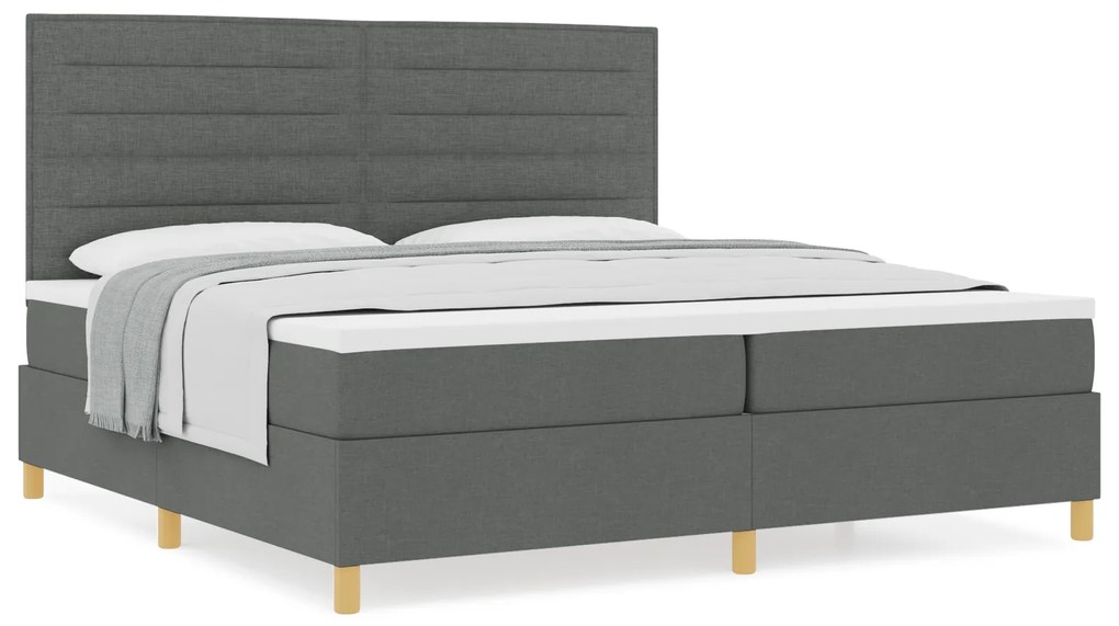 vidaXL Κρεβάτι Box Spring με Στρώμα Σκουρό Γκρι 200x200 εκ. Ύφασμα