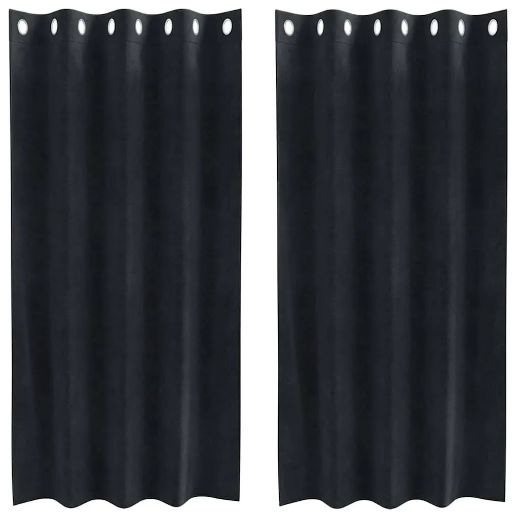 vidaXL Κουρτίνες με κουρτίνες 2 pcs Μαύρο 140 x 175 cm Βελούδο