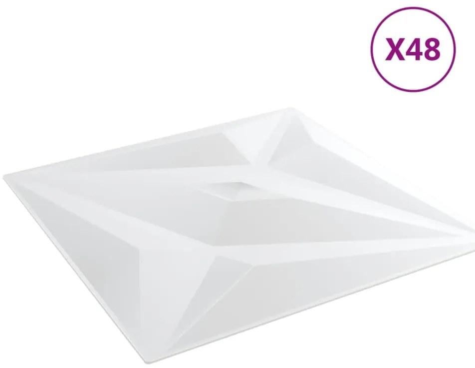 vidaXL Πάνελ Τοίχου 48 τεμ. Σχέδιο Αστέρι Λευκά 50x50εκ. 12 μ² από XPS